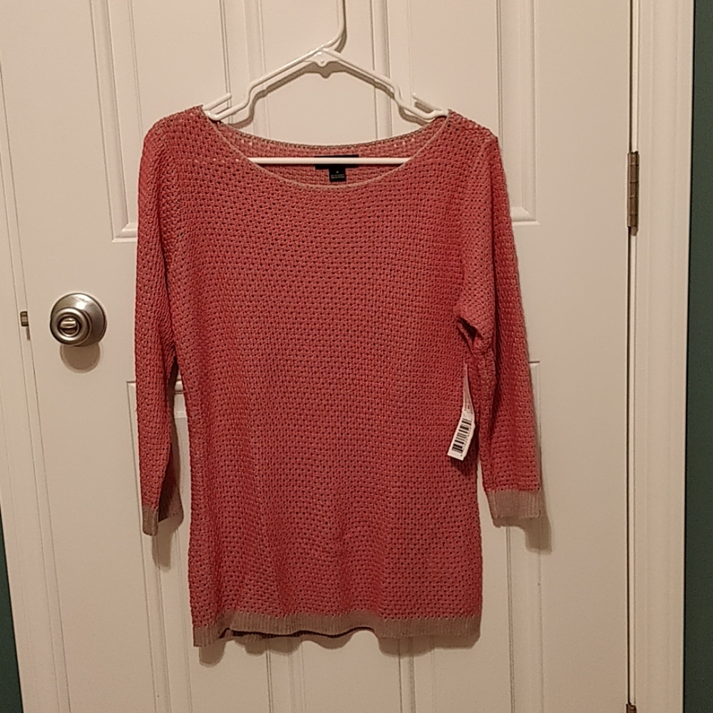 Tribal sweater 3/4 sleeve in Coral NWT